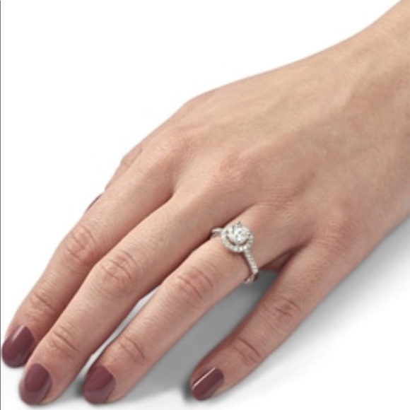 Beautiful 1 1/3 Carat Moissanite Halo Ring - Picture 4 of 7